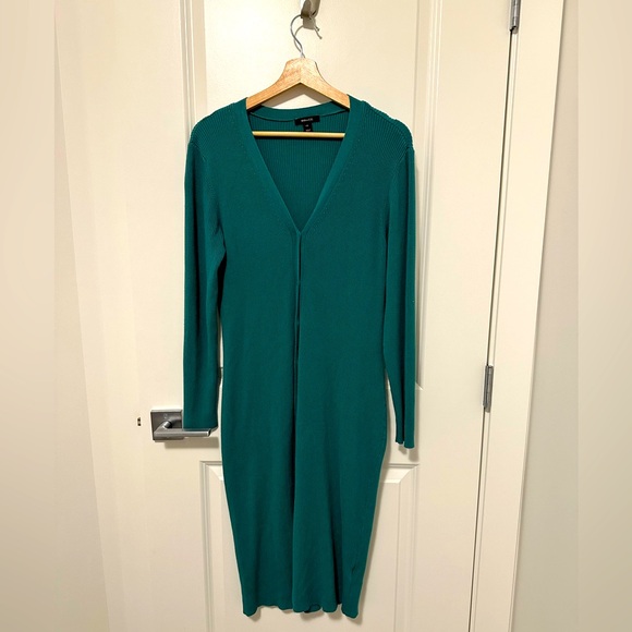 GUC GREEN LONG BUTTON DOWN RIBBED CARDIGAN SWEATER DRESS - Picture 6 of 7